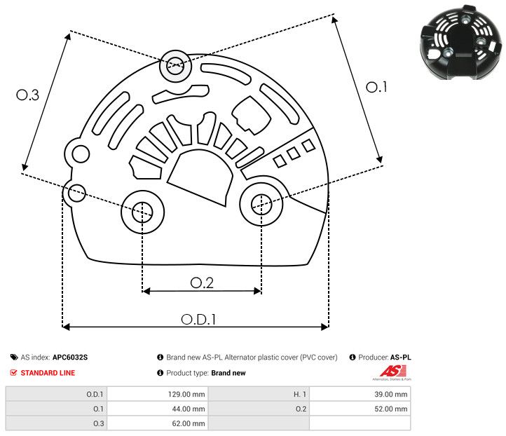 AS-PL APC6032S Protective Cap, alternator
