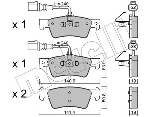 Комплект гальмівних накладок, дискове гальмо, Metelli 22-0661-0