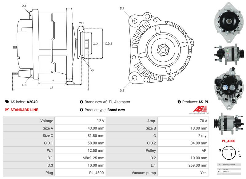 AS-PL A2049 Alternator