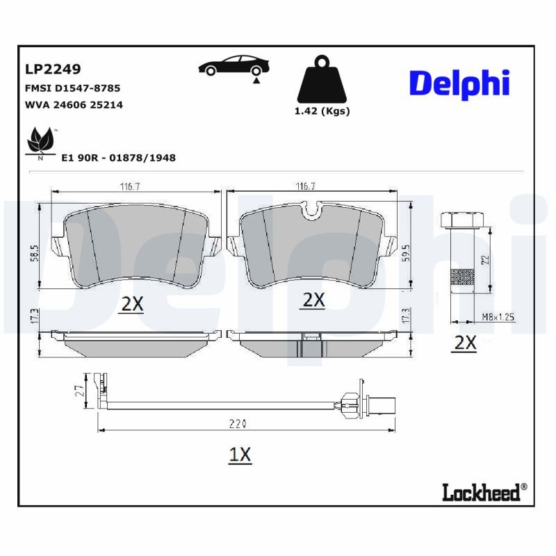 DELPHI LP2249 Brake Pad Set, disc brake