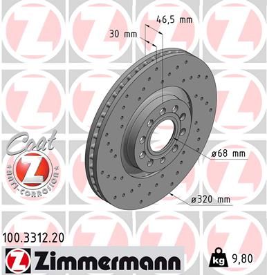 Гальмівний диск, Zimmermann 100.3312.20