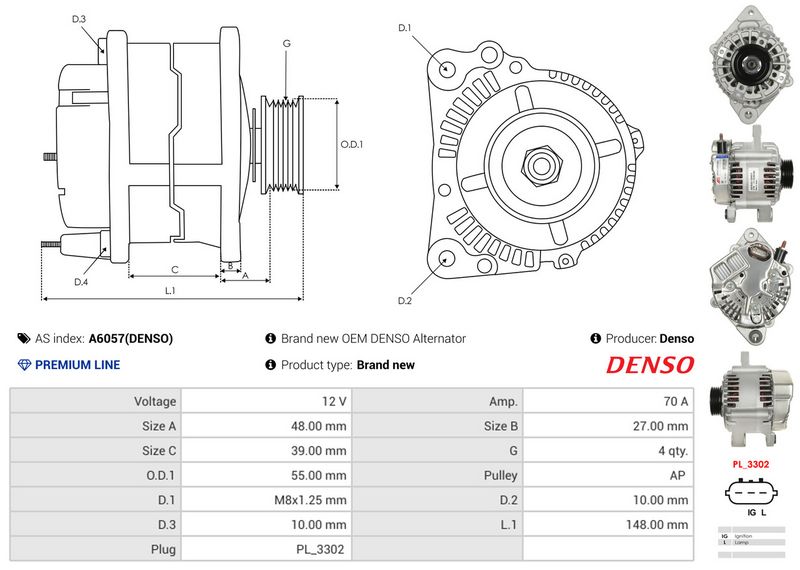 AS-PL A6057(DENSO) Alternator