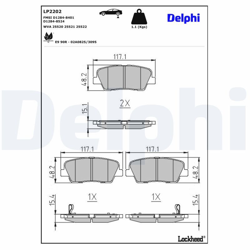 Piduriklotsi komplekt, ketaspidur, DELPHI LP2202