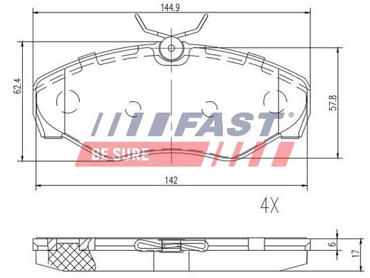 Комплект гальмівних накладок, дискове гальмо, Fast FT29542