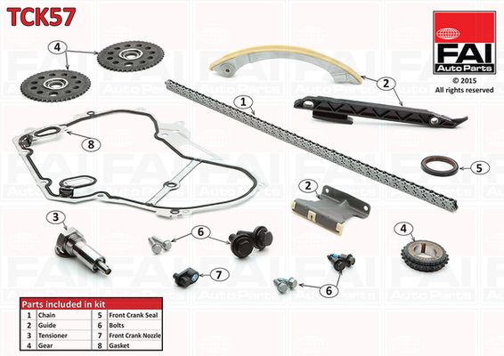 Комплект ланцюгів привода, Fai Autoparts TCK57