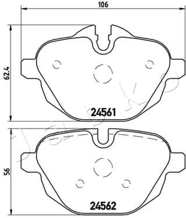 Комплект гальмівних накладок, дискове гальмо, Japko 510112