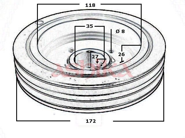 ASHIKA 122-05-500 Belt Pulley, crankshaft