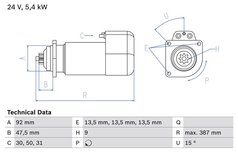 BOSCH önindító 0 986 011 570