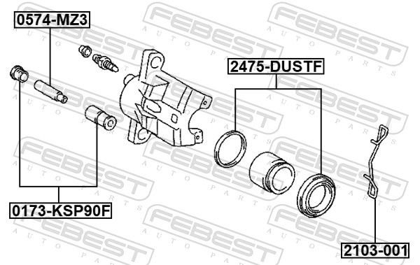 Ресора, накладка дискового гальма, Febest 2103-001