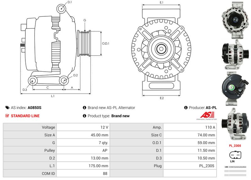 AS-PL A0850S Alternator