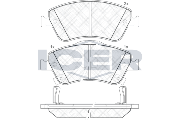 Комплект гальмівних накладок, дискове гальмо, Icer 181869