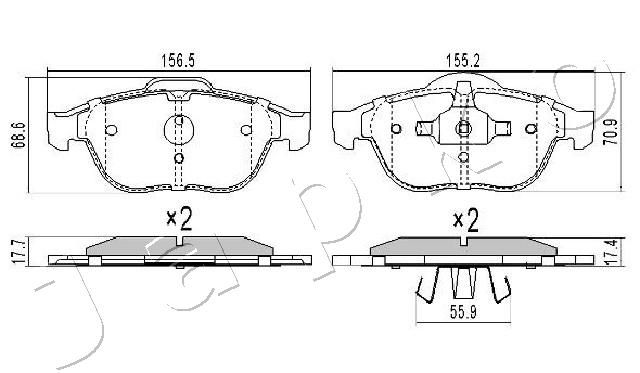 JAPKO 500706 Brake Pad Set, disc brake