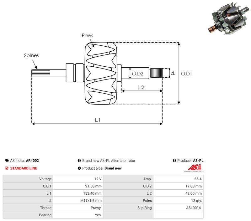 rootor, generaator, AS-PL AR4002