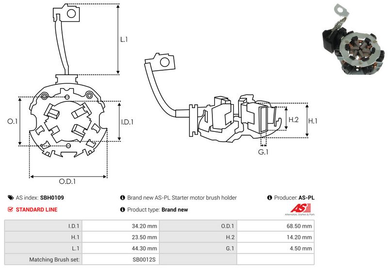 AS-PL SBH0109 Holder, carbon brushes