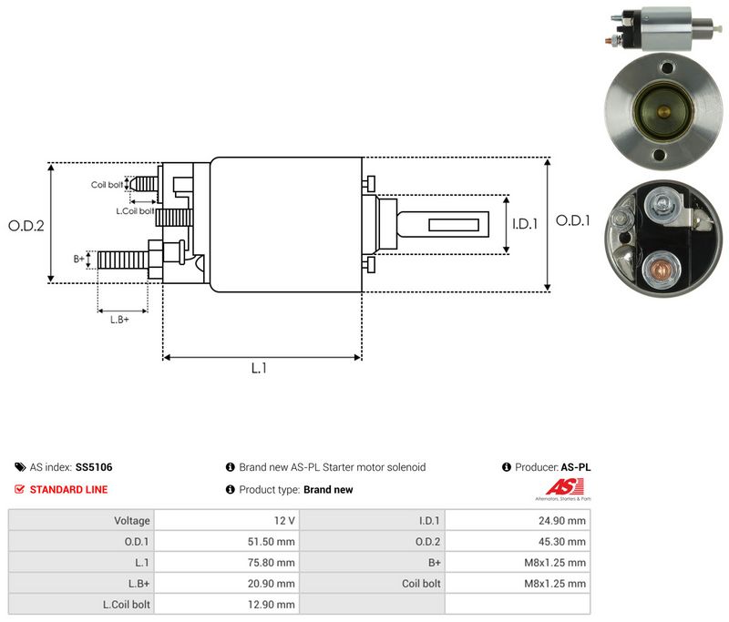 AS-PL SS5106 Solenoid Switch, starter
