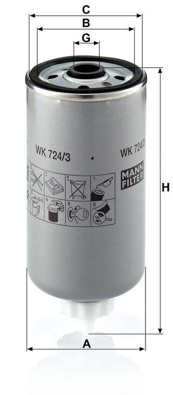Kütusefilter, MANN-FILTER WK 724, 3