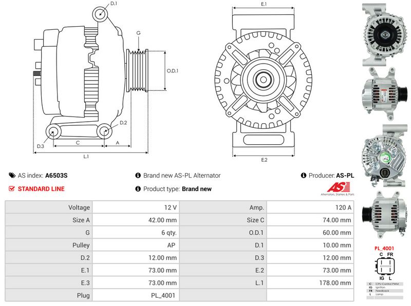 AS-PL A6503S Alternator