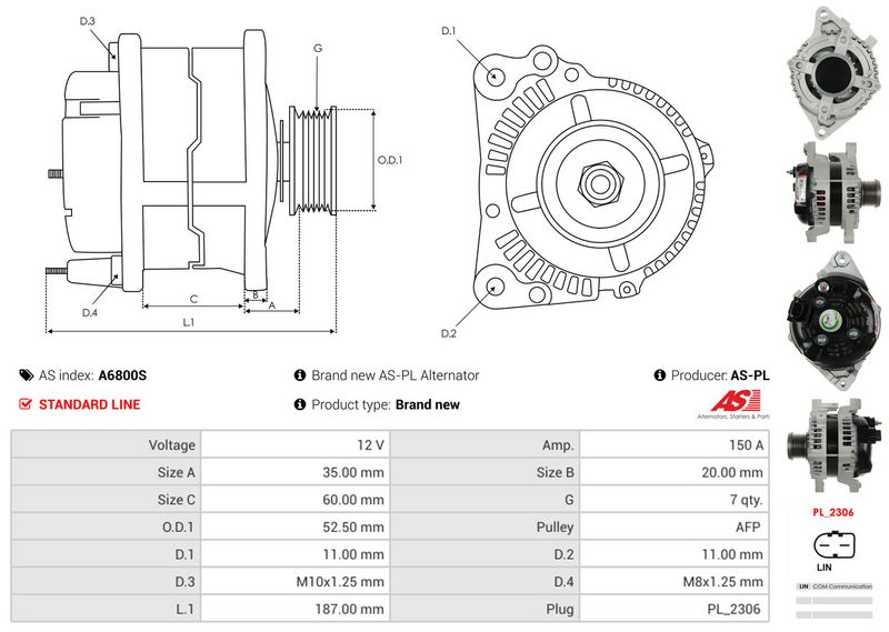 AS-PL A6800S Alternator
