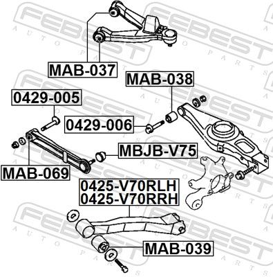 Важіль підвіски, підвіска коліс, Febest 0425-V70RLH