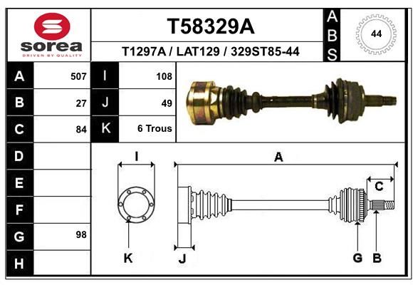 EAI hajtótengely T58329A