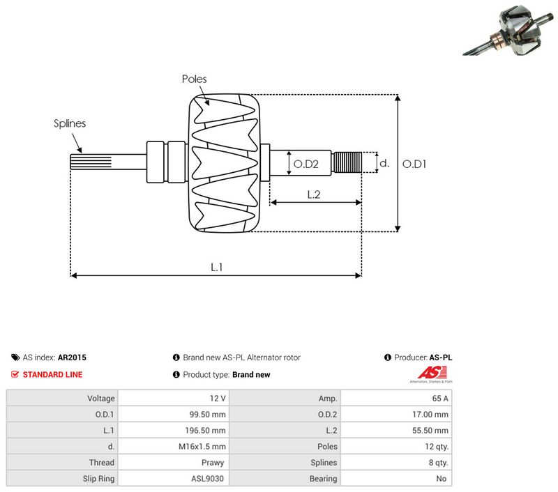 AS-PL AR2015 Rotor, alternator