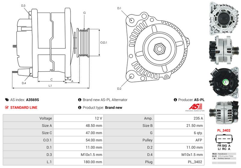 AS-PL A3569S Alternator