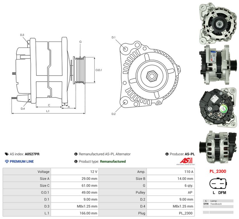 Generaator, AS-PL A0527PR