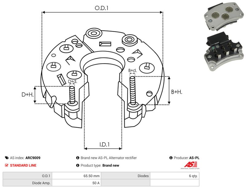 AS-PL ARC9009 Rectifier, alternator