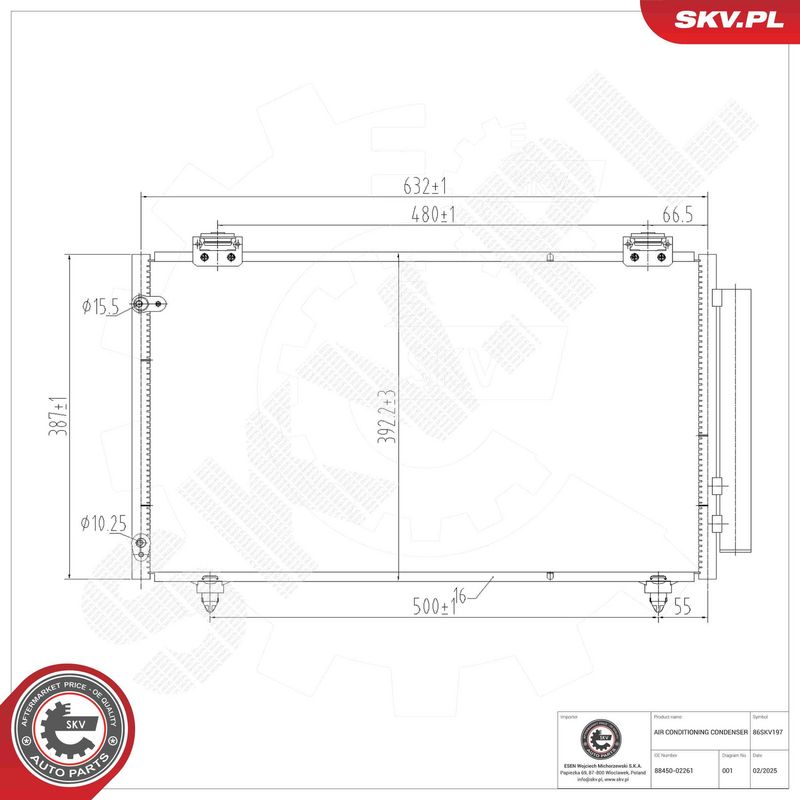 ESEN SKV 86SKV197 Condenser, air conditioning