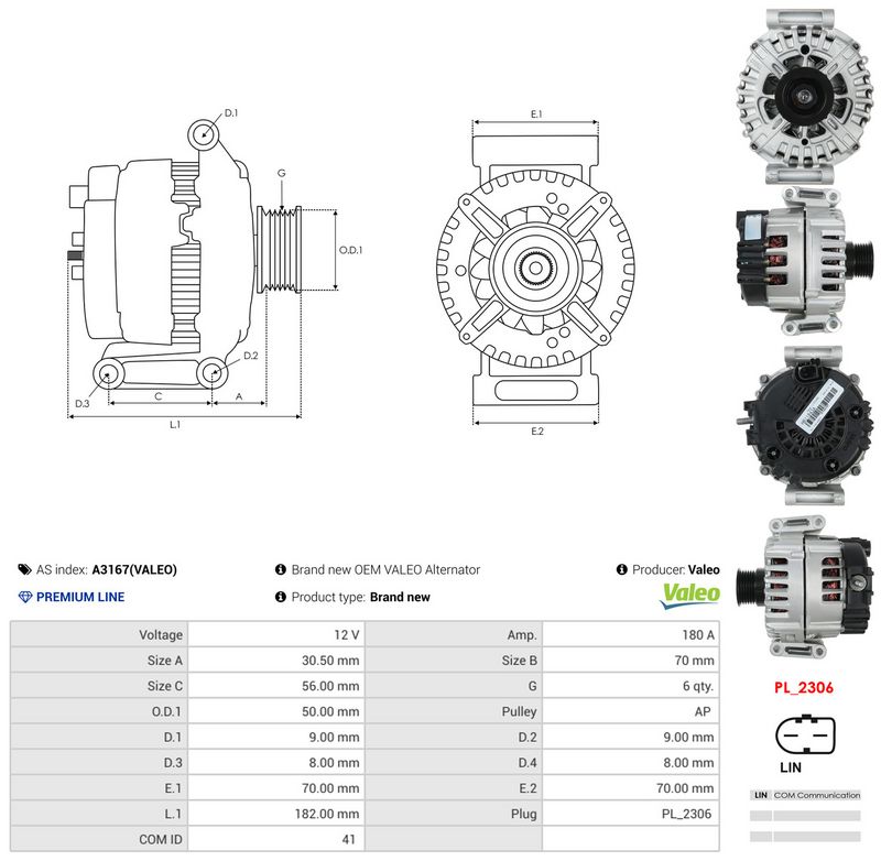 Generaator, AS-PL A3167(VALEO)