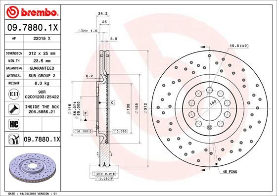 Гальмівний диск, Brembo 09.7880.1X