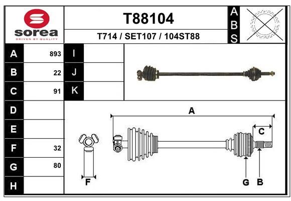 EAI hajtótengely T88104