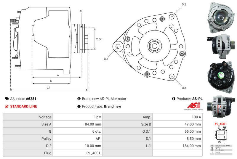 AS-PL A6281 Alternator