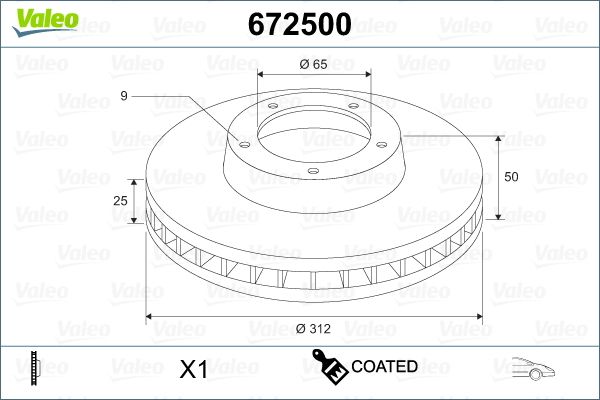 Гальмівний диск, Valeo 672500