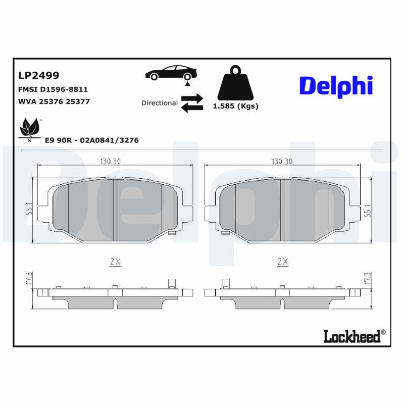 Piduriklotsi komplekt, ketaspidur, DELPHI LP2499