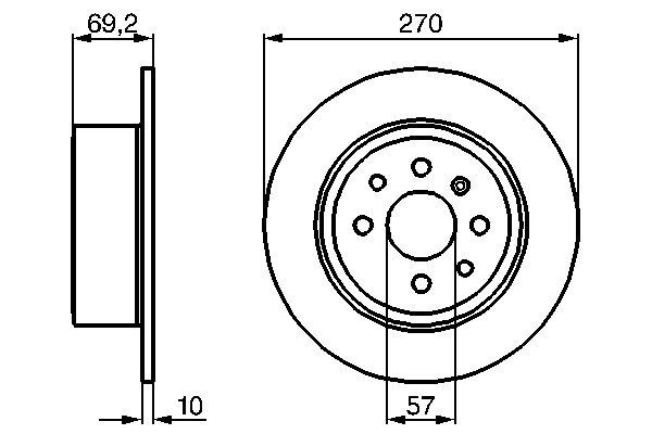 BOSCH OPEL диск тормозной задний VECTRA 95- 270 10 8