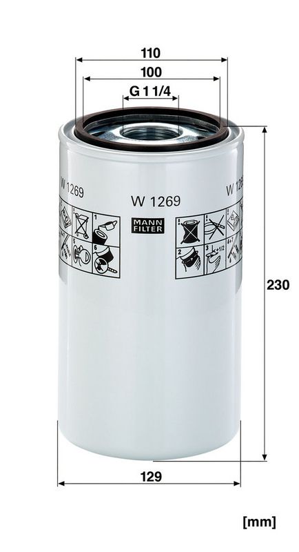 Filter, tööhüdraulika, MANN-FILTER W 1269