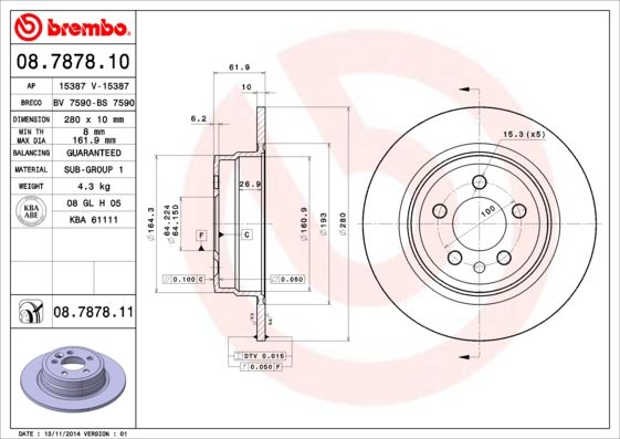 BREMBO Remschijf 08.7878.11