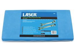 Laser Tools Flexi-Head Ratchet Ring Spanner Set