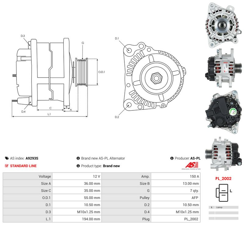 Generaator, AS-PL A9293S