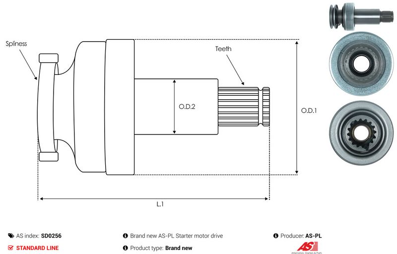 AS-PL SD0256 Freewheel Gear, starter