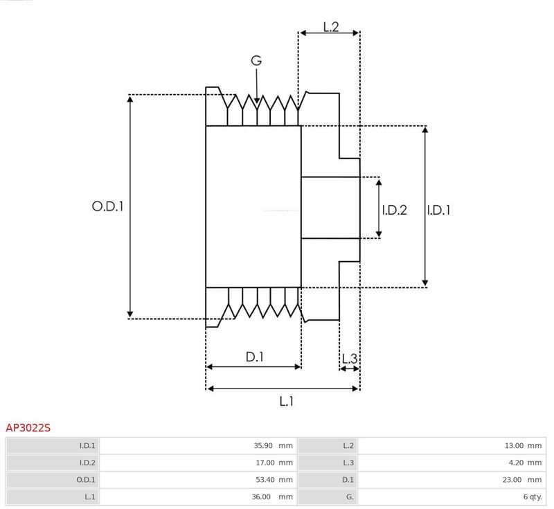 Шків, генератор, Auto Starter AP3022S