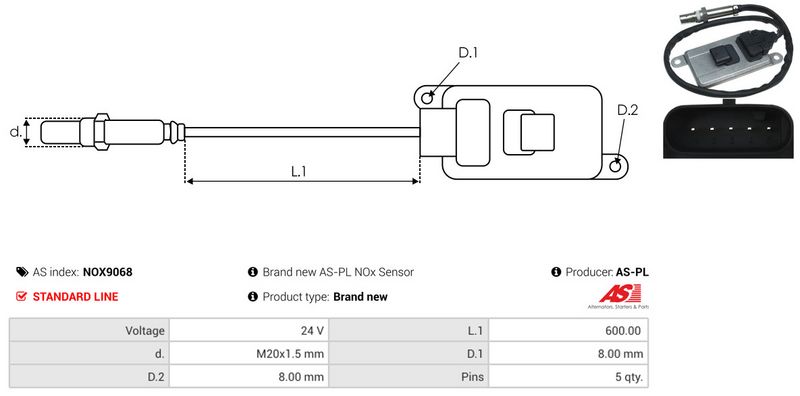 AS-PL NOX9068 NOx Sensor, urea injection