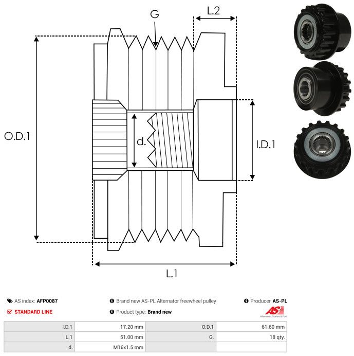AS-PL AFP0087 Alternator Freewheel Clutch