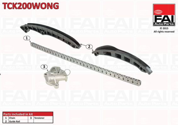 Комплект ланцюгів привода, Fai Autoparts TCK200WONG