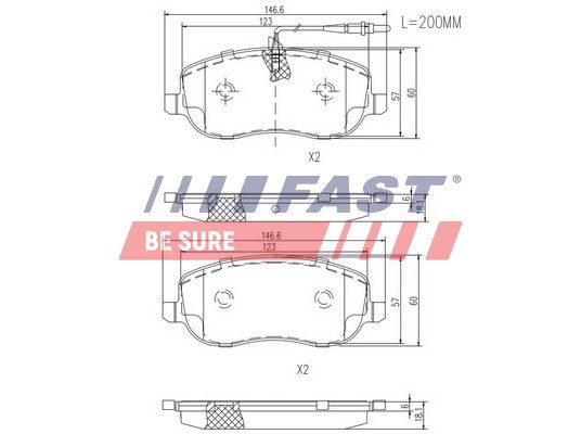 Комплект гальмівних накладок, дискове гальмо, Fast FT29128