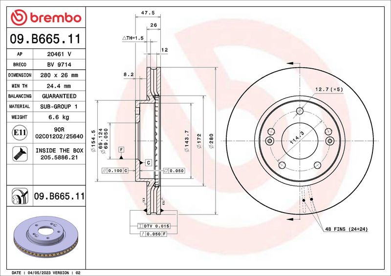 BREMBO féktárcsa 09.B665.11