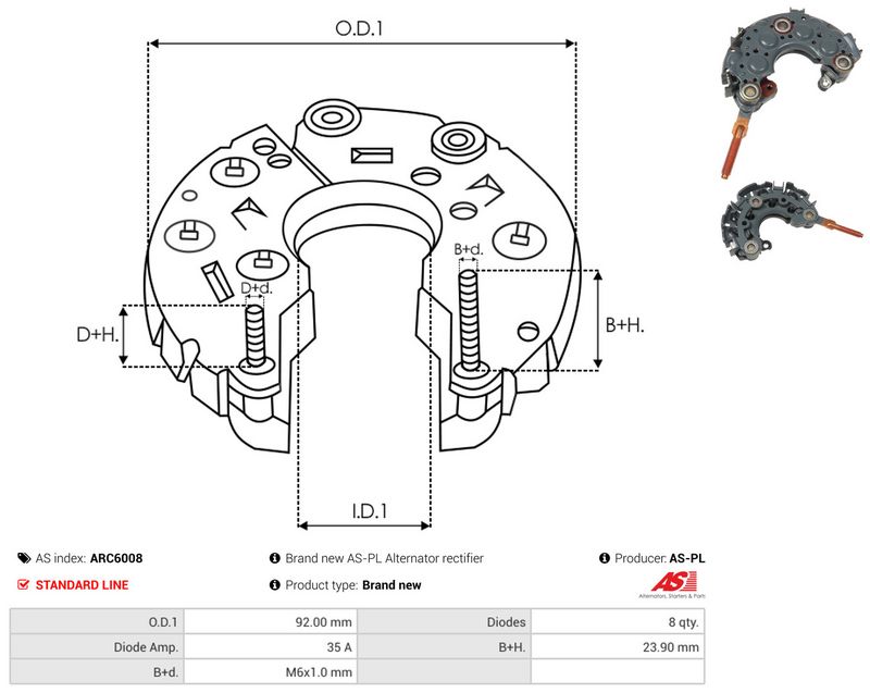 AS-PL ARC6008 Rectifier, alternator