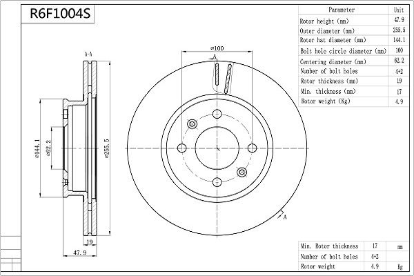 AISIN R6F1004S Brake Disc
