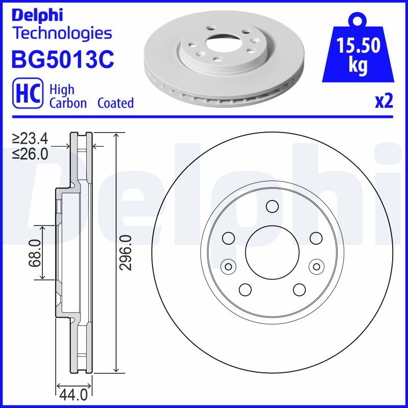 Гальмівний диск, Delphi BG5013C